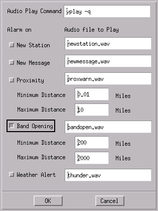 Configure audio alarms screenshot